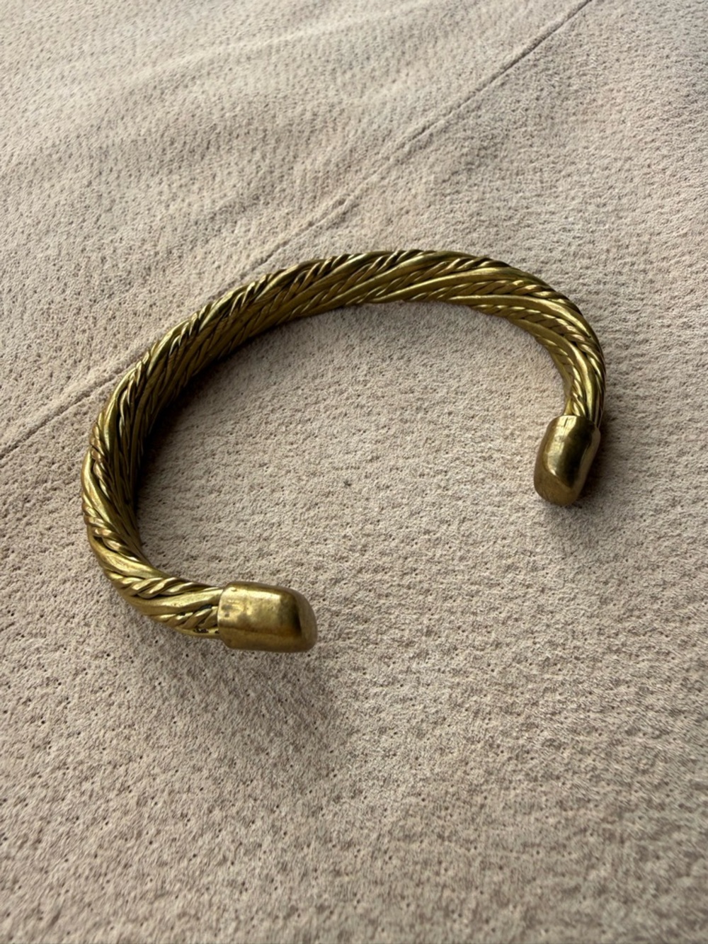 Vintage Mid Century Brutalist Twisted Brass Cuff